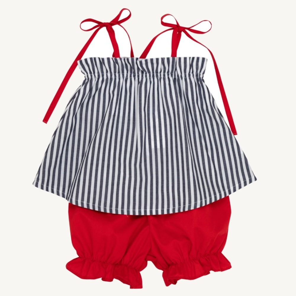 TBBC Lainey’s Little Set in Nantucket Navy Stripe with Richmond Red